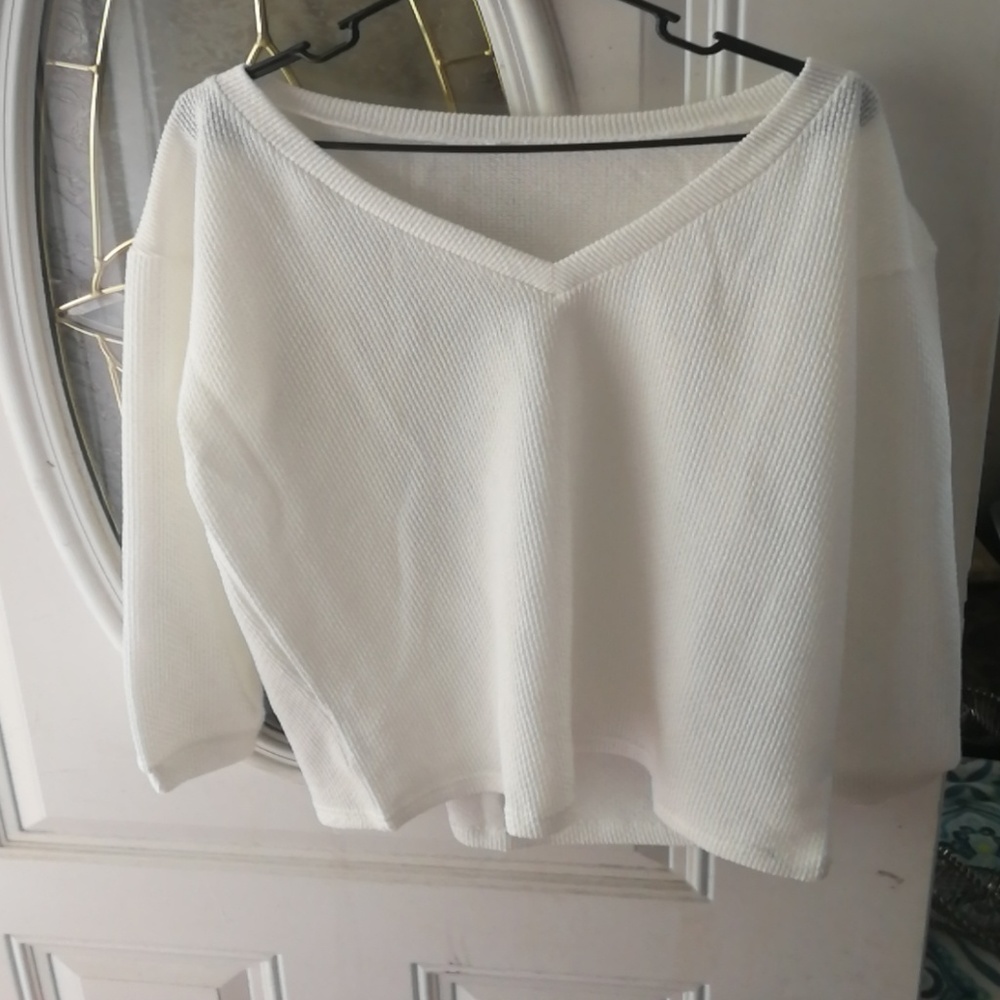 White v-neck sweater